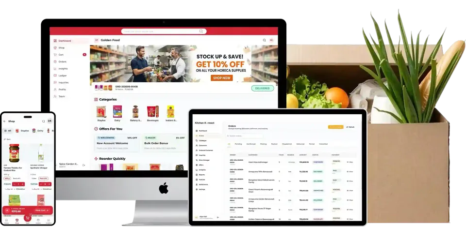 Kitchen Konnect platform - omnichannel ordering, analytics, and delivery management for HORECA suppliers
